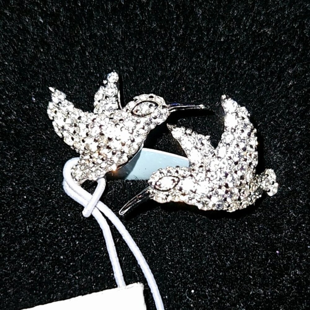 Bleu Sage Hummingbird Pair Sterling Silver Ring Size 7